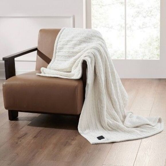 Open Box - Brookstone - Heated Coziest Decorative Throw Blanket Ivory - Picture 4 of 4